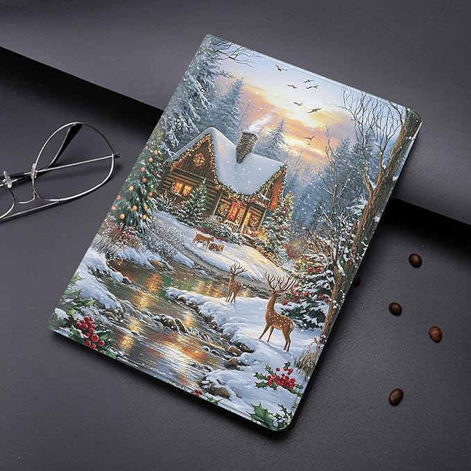 Case for Samsung Galaxy Tab A11/A9 8.7-Inch 2025/2023Adjustable Stand Auto Wake/Sleep Function Full Body Protection Cover - Christmas Cabin Snow Scene