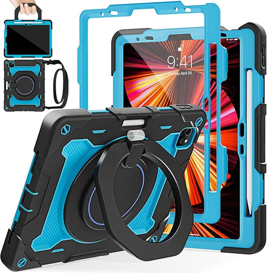 ROISKIN for iPad Air 11 inch M4/M3/M2 Case iPad Pro 11 inch 4th/3rd/2nd/1st GenerationiPad Air 5th/4th 10.9 inch CaseHeavy Duty Shockproof with 360 Stand Handle Shoulder Strap Pen Holder for Kids
