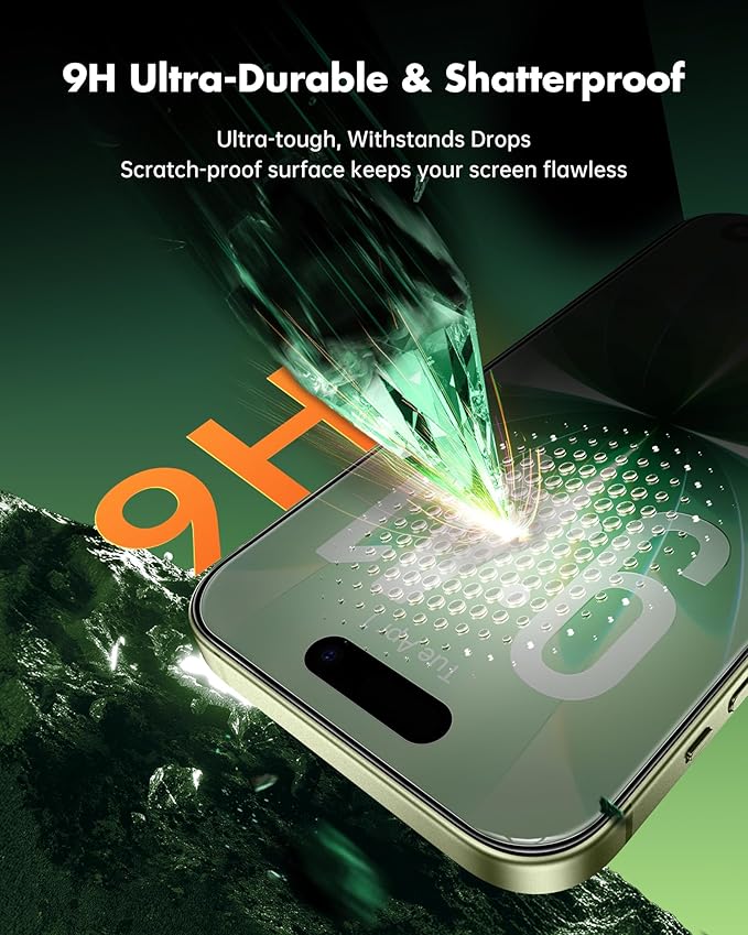 UNBREAKcable Privacy Screen Protector for iPhone 17 (6.3) 25° Anti-Spy Tempered Glass Easy Install Alignment Frame Case-Friendly 9H Hardness Anti-Fingerprint 3-Pack