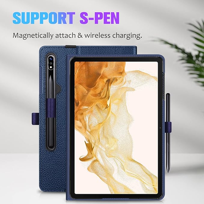 Fintie Case for Samsung Galaxy Tab S10+/ S9+/ S8+/ S7 FE/ S7+ 12.4 Inch Multi-Angle Viewing Protective Cover with Pocket Auto Sleep/Wake Navy
