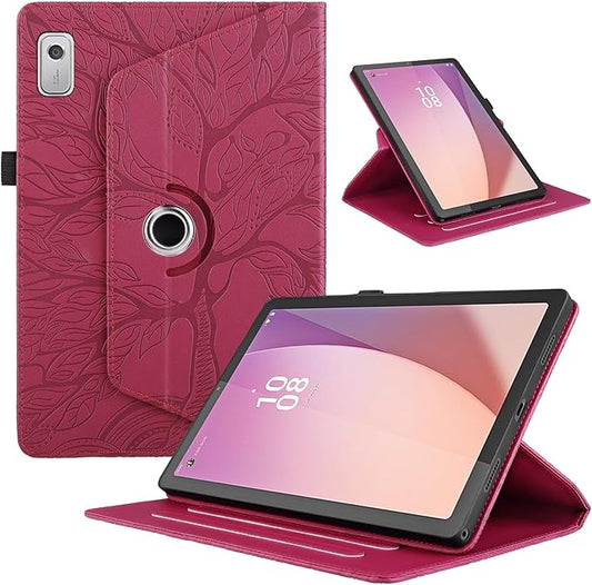 Tablet PC Bags Cases Sleeves Compatible With Lenovo Tab M9 9.0 Inch (Model: TB-310FU 2023 Released) Tablet Case 360 Degree Rotating Stand Foldable Tablet Case Tree Of Life Embossed Shell(Vermelho)