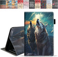 Case for Amazon Kindle Fire 7 Tablet (7 9th/7th Generation 2019/2017 Release) Slim PU Leather Cover with Card Slot &amp Auto Wake/Sleep Wolf Howling