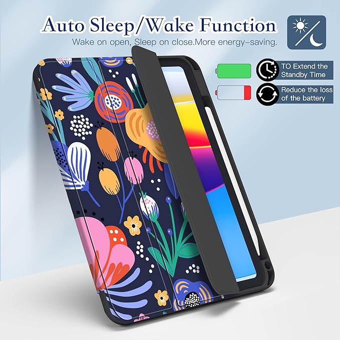 CISSOOK Compatible with iPad 11 Inch 2025 (A16) Case / 10.9 inch iPad 10th 2022 with Apple Pencil Holder Auto Wake/Sleep Vibrant Multicolor Floral Protective Cover