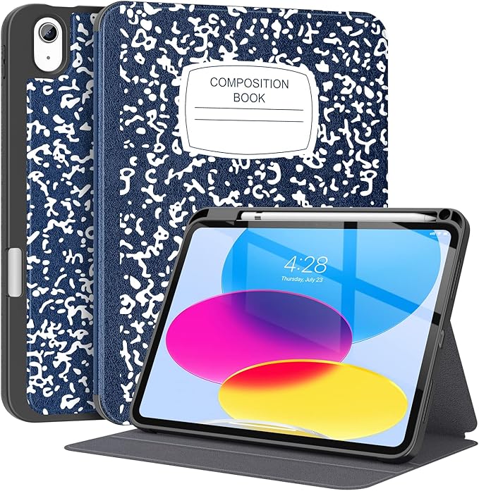 Supveco Case for iPad (A16) 11th Generation 11 inch (2025)iPad 10th Generation 10.9 inch (2022) with Pencil Holder-[Auto Wake/Sleep]Premium Folio Stand Case with Soft TPU Back Cover-Navy