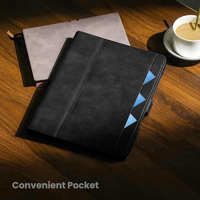 Handmade Case for iPad Pro 11 Inch (M5/M4) 2025/2024 with Pencil Holder PocketMagnetic ClosureAuto Sleep/WakeVegan Leather Folio Protective CoverMulti Angles StandBlack