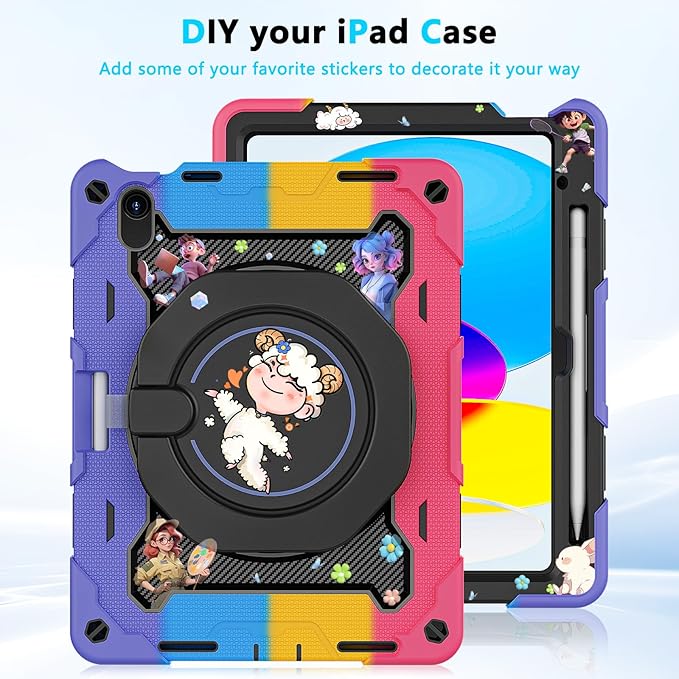 ROISKIN Case for iPad A16 11th Generation 11 Inch 2025 iPad 10th Generation Case 10.9 for Kids with Screen Protector360 Kickstand &amp HandlePen HolderShoulder StrapHeavy Duty Drop Protection