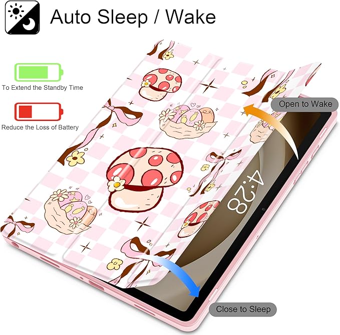 Tuiklol for Samsung Galaxy Tab A9+ Tablet 11” / A9+ Plus 2024 2023Buit-in S-Pen Holder with Clear Protective Cover Transparent Back Shell Auto Wake/Sleep Samsung Tab A9 Plus CoverGroovy-Bow