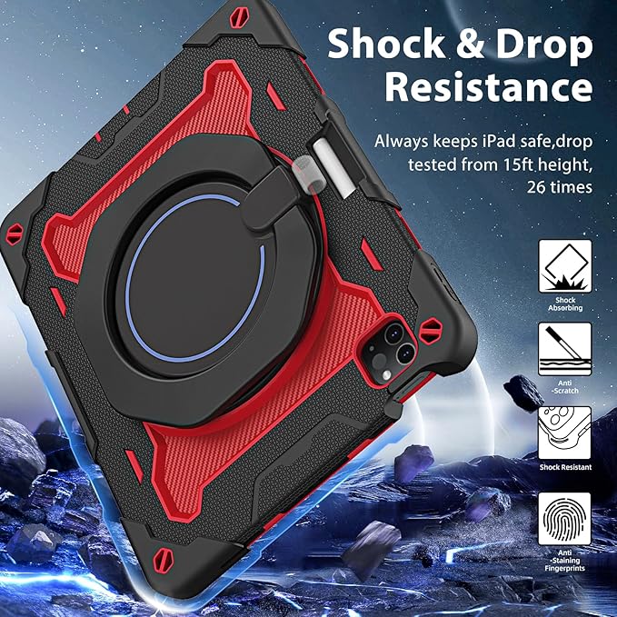 ROISKIN for iPad Air 11 inch M4/M3/M2 Case iPad Pro 11 inch 4th/3rd/2nd/1st GenerationiPad Air 5th/4th 10.9 inch CaseHeavy Duty Shockproof with 360 Stand Handle Shoulder Strap Pen Holder for Kids