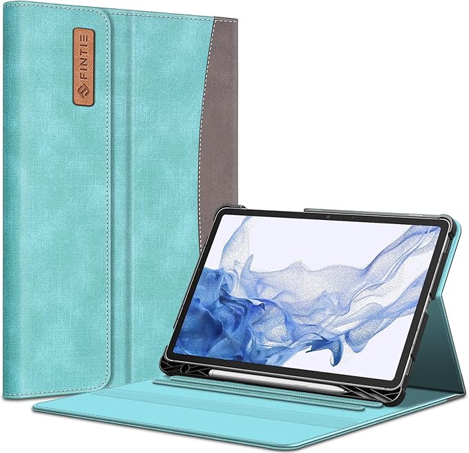 Fintie Case for Samsung Galaxy Tab S8/Tab S7 11 Inch (Model SM-X700/X706/T870/T875/T878) with Built-in S Pen Holder Multiple Angle Portfolio Business Cover with Pocket Auto Sleep/Wake Turquoise