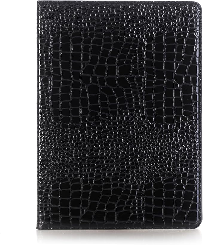 iPad Pro 1st 2nd (12.9 inch) Case for Women DMaos Synthetic Crocodile Leather Stand Folio Smart Cover Auto Sleep/Wake Document Card Holder - Black