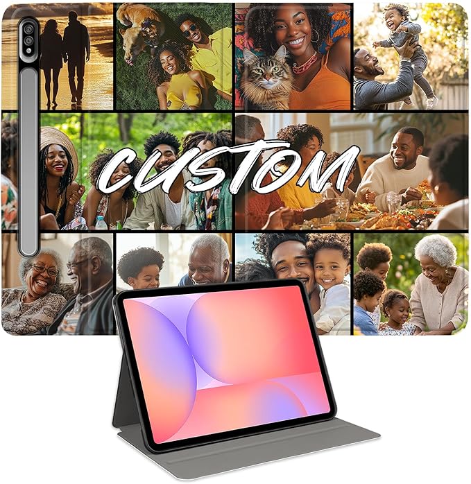 Custom Photo Personalized Flip Case for Samsung Galaxy Tab S7 11 inch(2020)Model Code: SM-T875/T876B Samsung Galaxy Tablet Customized Picture Text Leather Stand Cover Protective Case
