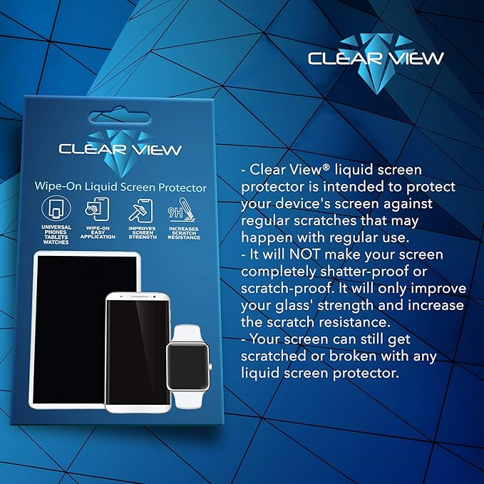 CLEARVIEW 2 Pack Liquid Glass Screen Protector for All Smartphones Tablets and Watches