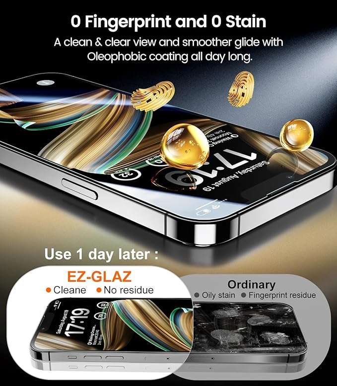 EZ-GLAZ-4 Pack for iPhone 14 Plus/iPhone 13 Pro Max Privacy Screen Protector[6.7] 9H+ Hardness 12FT Military Grade Shatterproof Long Durable Tempered Glass Film with Flawless Fit BoxScratch Resistan