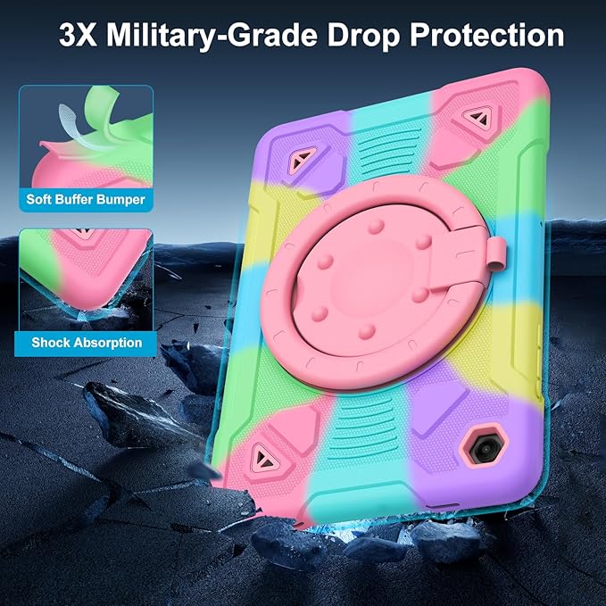 Case for Samsung Galaxy Tab A11+ Plus/ A9+ 11 inch 2025/2023 with Screen Protector 360°Rotating Stand &amp Shoulder Strap Pencil Holderfor Tab A11 Plus / A9 Plus Tablet Case Kids (Colourful)