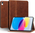 Genuine Leather Case for iPad 11th Gen 11 (2025/A16) &amp 10th Gen 10.9 (2022) | Slim Protective Cover with Adjustable Stand Auto Wake/Sleep Premium Leather | Yellow Brown