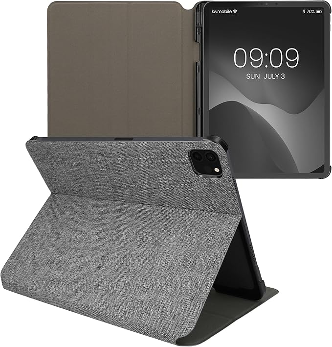 kwmobile Case Compatible with Apple iPad Air 11 (6. Gen 2024) / Air 4/5 / iPad Pro 11 (2020/2021/2022) - Slim Book Style Tablet Cover with Stand Feature - Grey