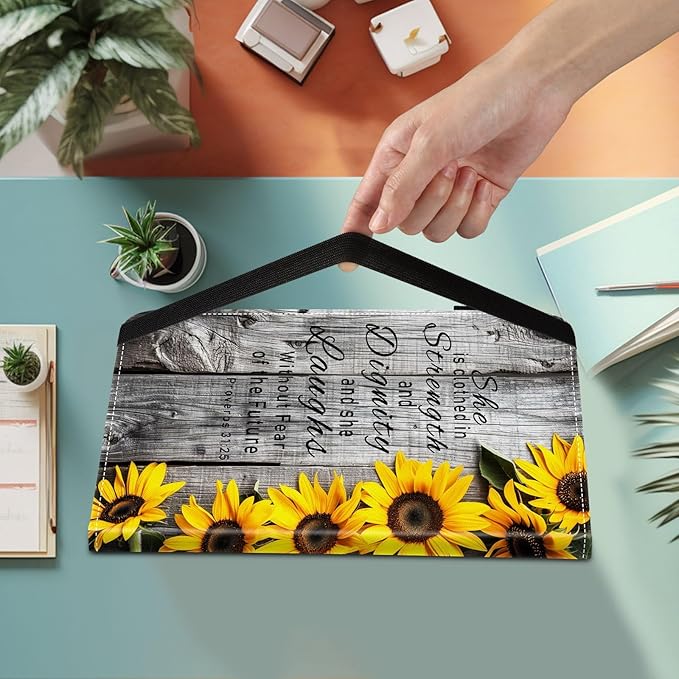 Case for Samsung Galaxy Tab S9 FE 5G 10.9 Inch/Galaxy Tab S9 11 Inch 2023Card Slot PU Leather TPU Case Pen Holder Auto Wake SleepSunflower Bible Verses Proverbs 31:25