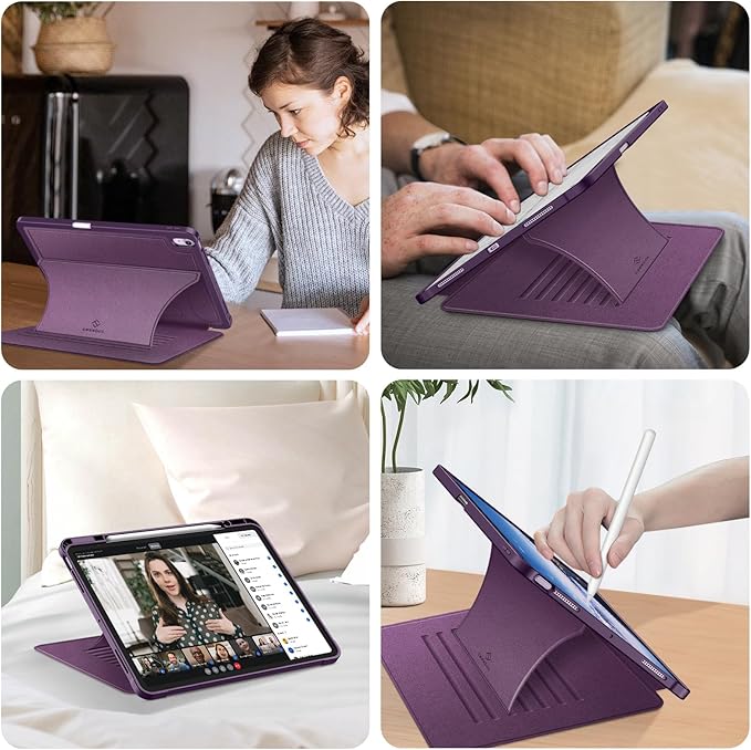 Fintie Magnetic Stand Case for iPad Air 13-inch M4/M3/M2 (2026/2025/2024) - Multiple Angles Shockproof Rugged Soft TPU Cover with Pencil Holder Auto Sleep/Wake Purple