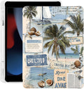 Sea Beach Newspaper for iPad Air 3 Case with Pencil Holder Auto Sleep/Wake White Leather Soft TPU Back Cover for iPad Pro 10.5 Inch 2017