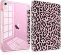 TWOLSKOO Sparkly Case for iPad Pro 11 inch (M5 2025 / M4 2024) Glitter Hard Acrylic Back with Pencil Holder Slim Trifold Stand Folio Cover Auto Sleep/Wake Pink Leopard