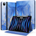 Case for New iPad Pro 12.9 inch 6th/5th/4th/3rd Generation 2022/2021/2020/2018 12.9'' ipad Pro Leather Protective Cover 6/5/4/3 Gen with Pencil Holder Auto Wake/Sleep Marble Gary Blue