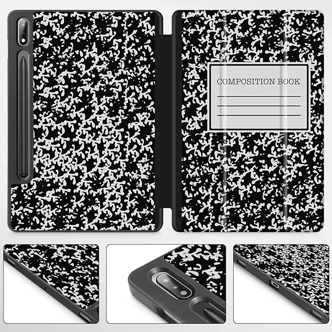 Tuiklol Case for Samsung Galaxy Tab S9 FE (5G) 10.9 inch &amp Tab S9 11 Inch 2023 Release Built-on S-Pen Holder Slim Hard Shell Case Smart Trifold Stand Cover Auto Wake/SleepBlack Book