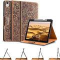 Gexmil Leather Case for iPad (A16) 11th Generation 11 Inch 2025 iPad 10th Generation 10.9 Inch 2022Protective Cover with Pencil HolderMagnetic Closure Auto Sleep/WakeFloral Brown