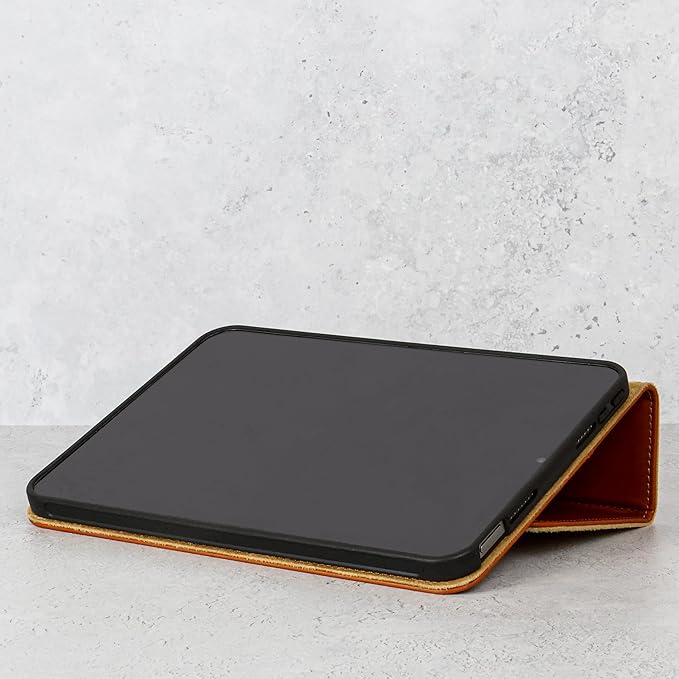 Casemade Real Leather Case Compatible with iPad mini 7 (A17 Pro) / 6th Gen (2021) - Full-Grain Leather Cover Auto Sleep/Wake Dual Stand Position (Tan)
