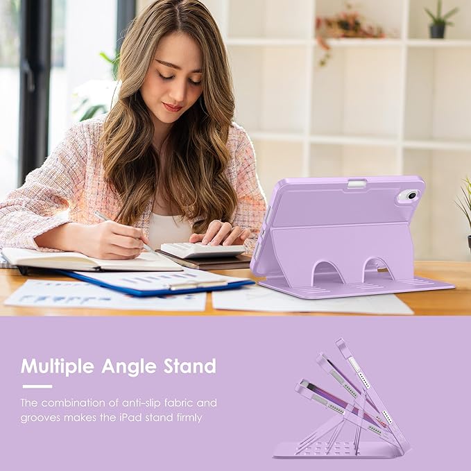 VIKESI Case for iPad iPad mini 7 (A17 Pro) and iPad mini 6Multiple Angles Magnetic Stand CoverShockproof Soft BackPencil Holderand Auto Sleep/WakeLilac