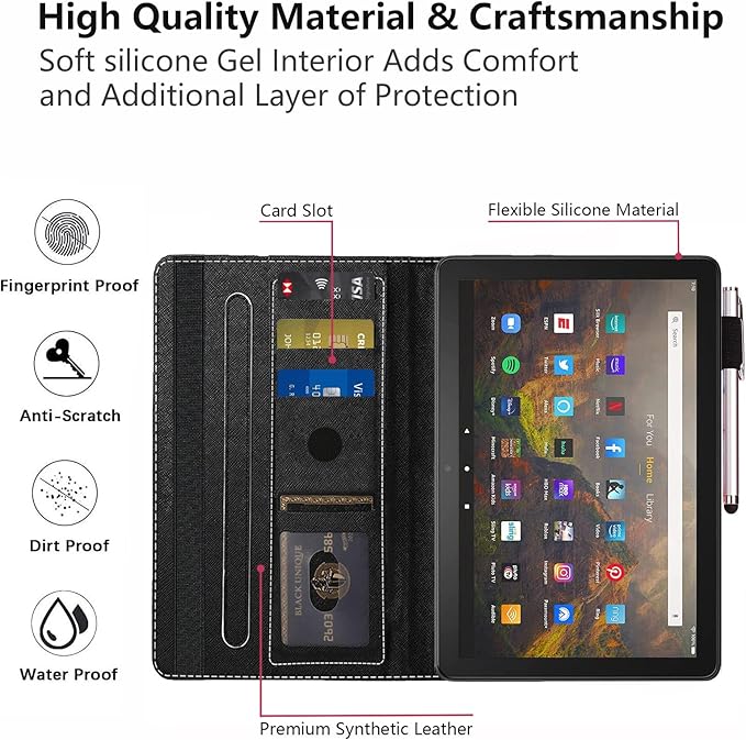 Case for All-New Fire HD 10/Fire HD 10 Plus Tablet (11th Gen 2021 Released) - Slim PU Leather Stand Flip Cover with Card Slot &amp Pencil Holder Christian Cross Quote Bible Verse Phil 4-13