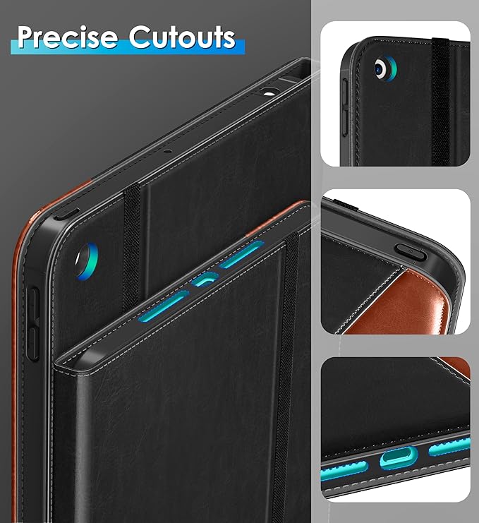 DTTO Rotating Case for iPad 9th/8th/7th Generation 10.2 Inch 2021/2020/2019 360 Degree Swiveling Premium Leather Folio Stand Cover with Pencil Holder - Auto Wake/Sleep and Hand Strap Black Brown