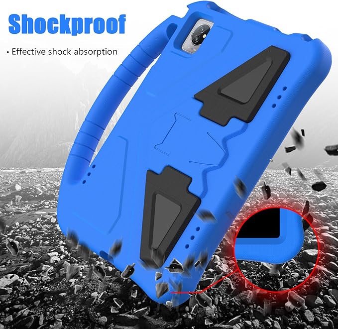 Kids Universal Case for Blackview Tab 8 WiFi 10.1 inch 2023 EVA Foam Stand Handle Cover for Blackview Tab 7 WiFi/OSCAL Pad 60/ DragonTouch Notepad 102/ Teclast P40HD 10.1 Tablets - Blue