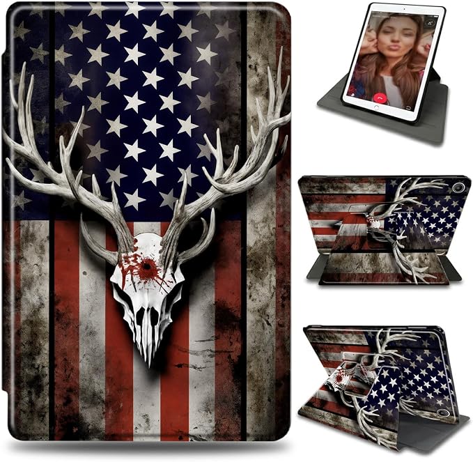 USA Flag Deer Skull