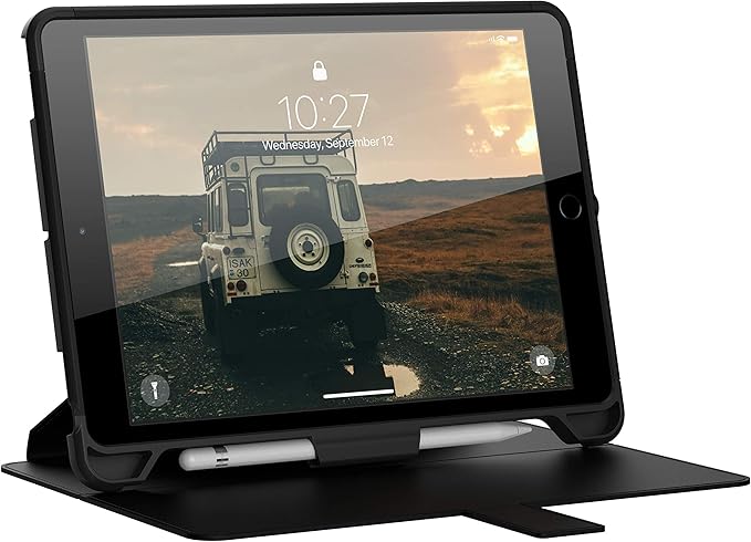 URBAN ARMOR GEAR UAG Designed for iPad 10.2 Case Black 9th Generation 2021 &amp 8th Gen 2020 w/Hand Strap Thin Slim Military Drop Tested Durable Protective w/Stylus &amp Pencil Holder Scout Series
