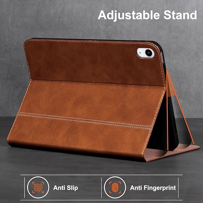 Gexmil Leather Case for iPad Air 11 Inch M4/M3/M2 (2026/2025/2024)iPad Air 10.9 Inch 5th/4th Generation 2022/2020 Top Grain Leather Cover Auto Sleep/Wake Adjustable StandVegetable Tanned Brown