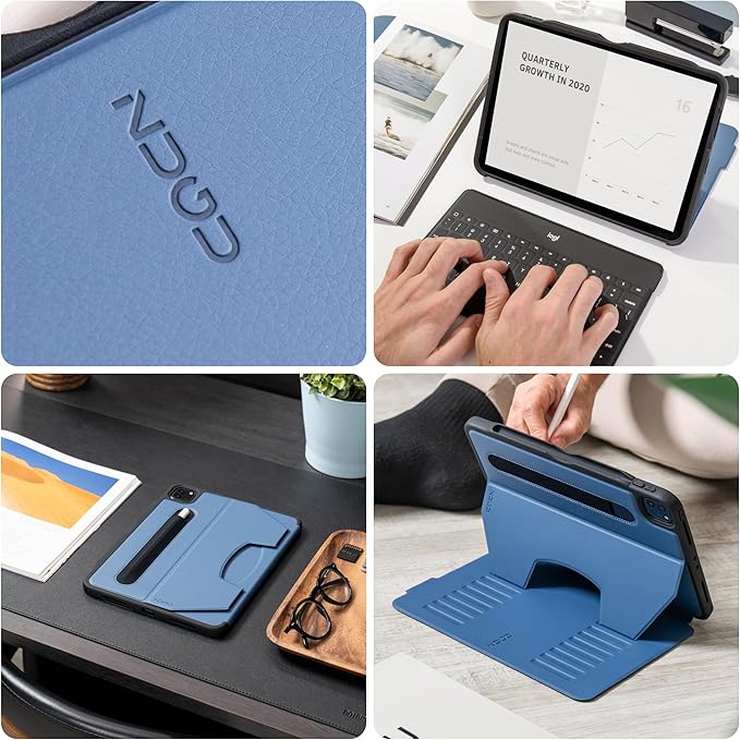 ZUGU Case iPad Pro 11 Inch Case 1st/2nd/3rd/4th Generation 2018/2020/2021/2022 Slim Protective Cover Wireless Apple Pencil Charging Convenient Magnetic Stand. Sleep/Wake Cover Slate Blue