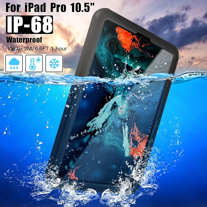 AICase IPad Pro 11 Inch IP68 Waterproof 360 Degree Slim Dual Layer Armor Defender Shockproof Protective Case with Kickstand Lanyard