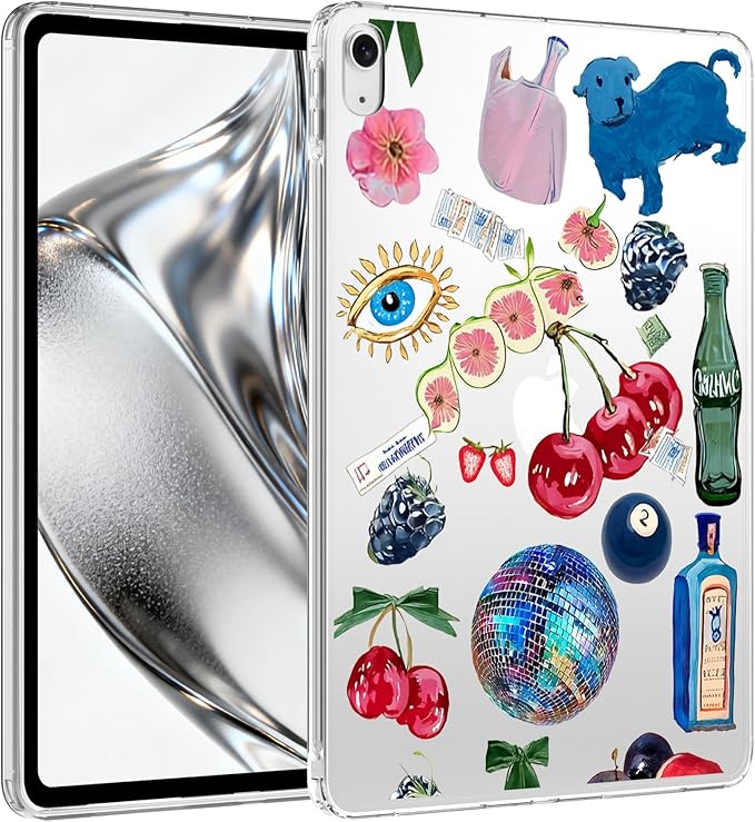 for iPad (A16) 11th Gen 2025 11/10th Gen 2022 10.9Cute Cherry Berries Crystal Clear CaseSlim Lightweight Anti-Scratch Soft TPU Bumper Hard Acrylic Back Cover for Women
