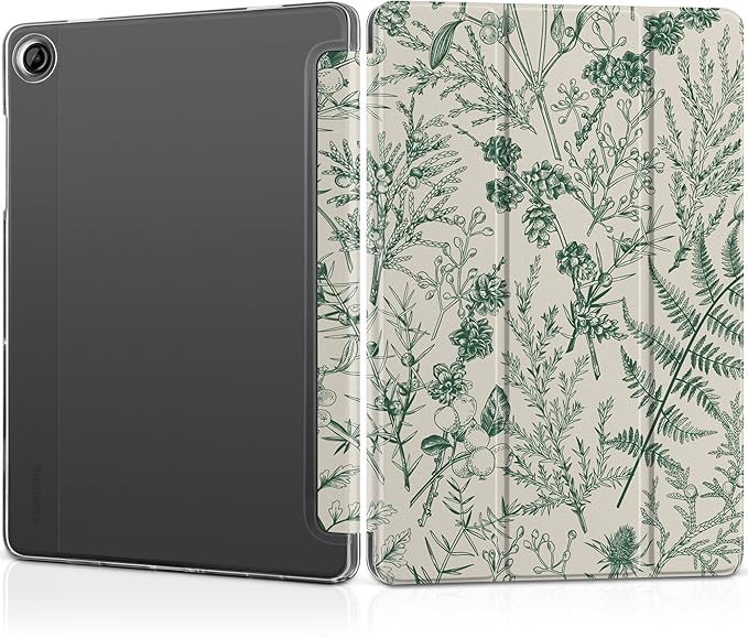 DONGKE Case for Samsung Galaxy Tab A11 Plus A11+ 11 inch (2025/2026) &amp Tab A9 Plus A9+ 11 inch (2024/2023) Slim Smart Stand Cover with Translucent Hard Back Auto Wake/Sleep - Plants &amp Berrie