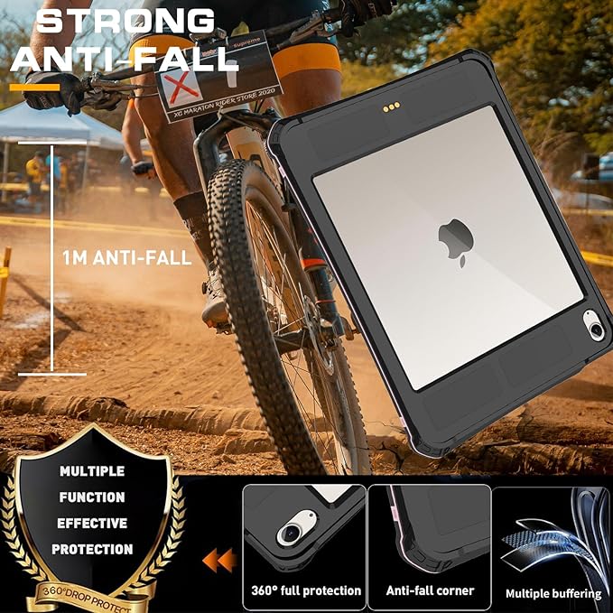for iPad Air 11 Inch Case M2 iPad Air 6th/5th/4th Gen Case (2024/2022/2020) 10.9 Inch Shockproof Waterproof Cover Adjustable Kickstand/Pencil Holde with Built-in Screen Protector Purple