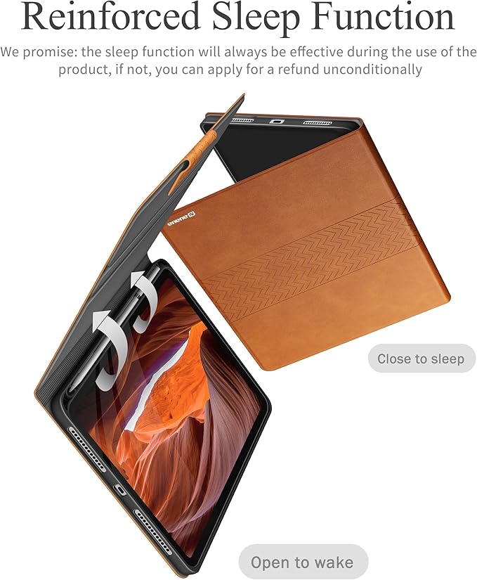 auaua Case for iPad (A16) 11th Generation 11 Inch 2025 iPad 10th Generation 10.9 Inch 2022 with Pencil Holder Auto Sleep/Wake Adjustable Stand PU Leather (Brown)