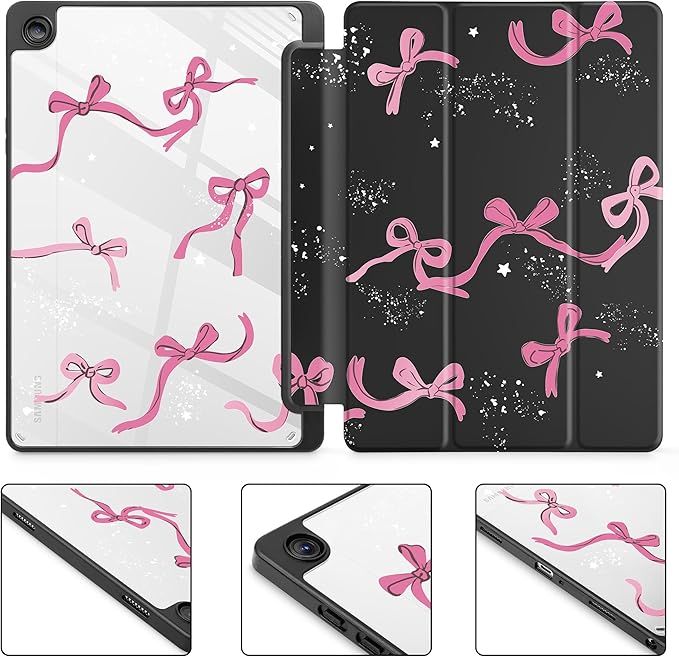 Tuiklol for Samsung Galaxy Tab A9+ Tablet 11” / A9+ Plus 2024 2023Buit-in S-Pen Holder with Clear Protective Cover Transparent Back Shell Auto Wake/Sleep Samsung Tab A9 Plus CoverBow-Black