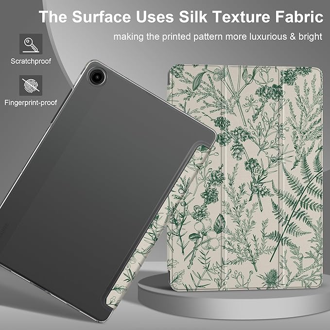 DONGKE Case for Samsung Galaxy Tab A11 Plus A11+ 11 inch (2025/2026) &amp Tab A9 Plus A9+ 11 inch (2024/2023) Slim Smart Stand Cover with Translucent Hard Back Auto Wake/Sleep - Plants &amp Berrie