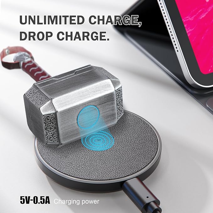 Wireless Earbuds with Thor Hammer Wireless Charging Case5.3 Bluetooth Ear Buds Light-Weight HeadphonesNovelty Gifts for Men