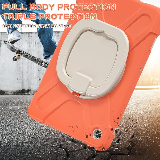 Case for Galaxy Tab A9 Plus 11 2023 (SM-X210/ X215/ X216) Heavy Duty Protective Case with 360 Degree Swivel Stand&ampHand Strap&ampShoulder Strap (Living Coral)