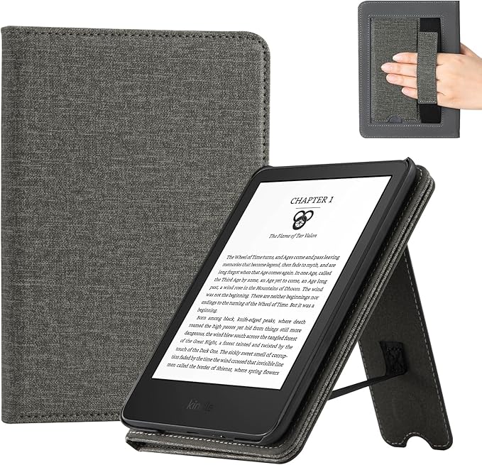 CoBak Case for 6 Tablet Cases (2024 &amp 2022 11th Gen) - PU Leather Smart Cover with Auto Sleep/Wake &amp Hand Strap Premium Protective Case for Tablet CaseGray