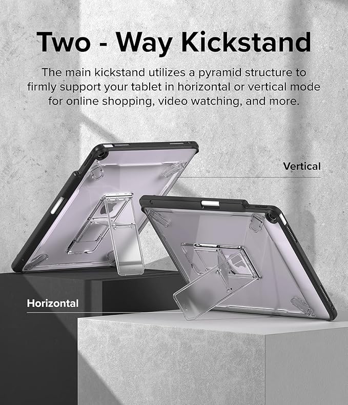 Ringke Fusion Sketch Stand for iPad Air 13 Inch Case (M4 2026 &amp M3 2025 &amp M2 2024) [Cover + Stand] Pencil Holder with Overcharge Prevention Non Yellowing Wobble Free for Writing and Drawing -