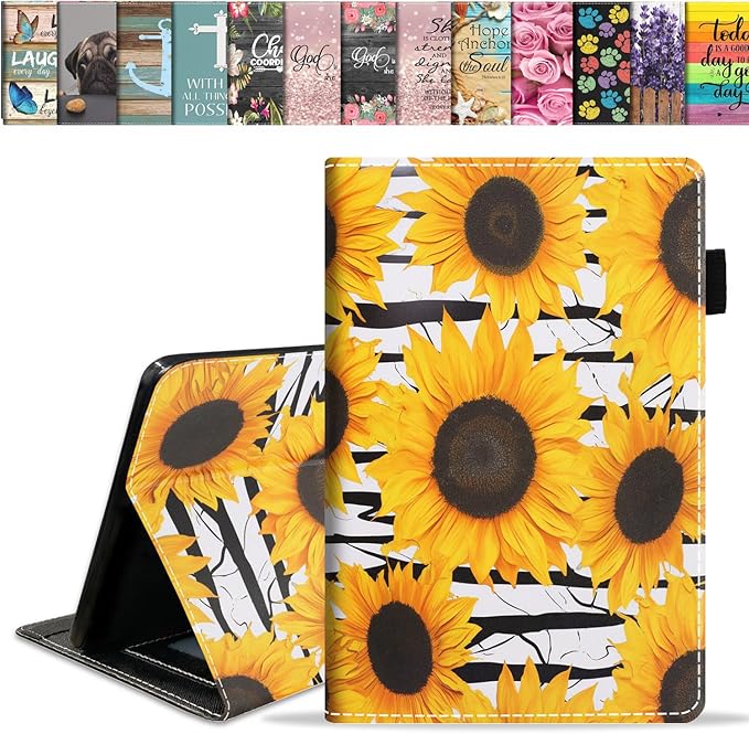Case for All-New Amazon Fire HD 10 &amp 10 Plus Tablet 10.1 (13th/11th Generation 2023/2021 Release) Slim PU Leather Stand Cover with Card Slot &amp Auto Wake/Sleep - Sunflowers