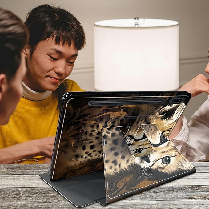 Baby Cheetah Pattern Case for Samsung Galaxy Tab S9 Plus/X810/X816B/X818U/S9 FE Plus 12.4inch/S10 PlusBFDHGQZC 360 Degree Rotating Stand Protective Cover with Auto Sleep/Wake