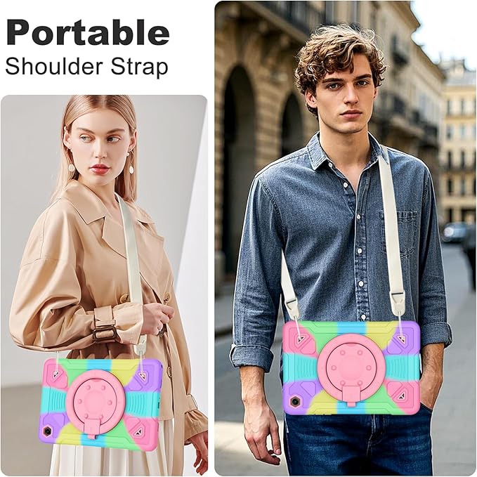 for Samsung Galaxy Tab A11 Plus/A9 Plus Case with Screen Protector/360° Rotating Stand/Shoulder Strap Full Body Rugged Cover for Galaxy Tab A11+ Plus/A9+ Plus 11 inch 2025/2023 Released